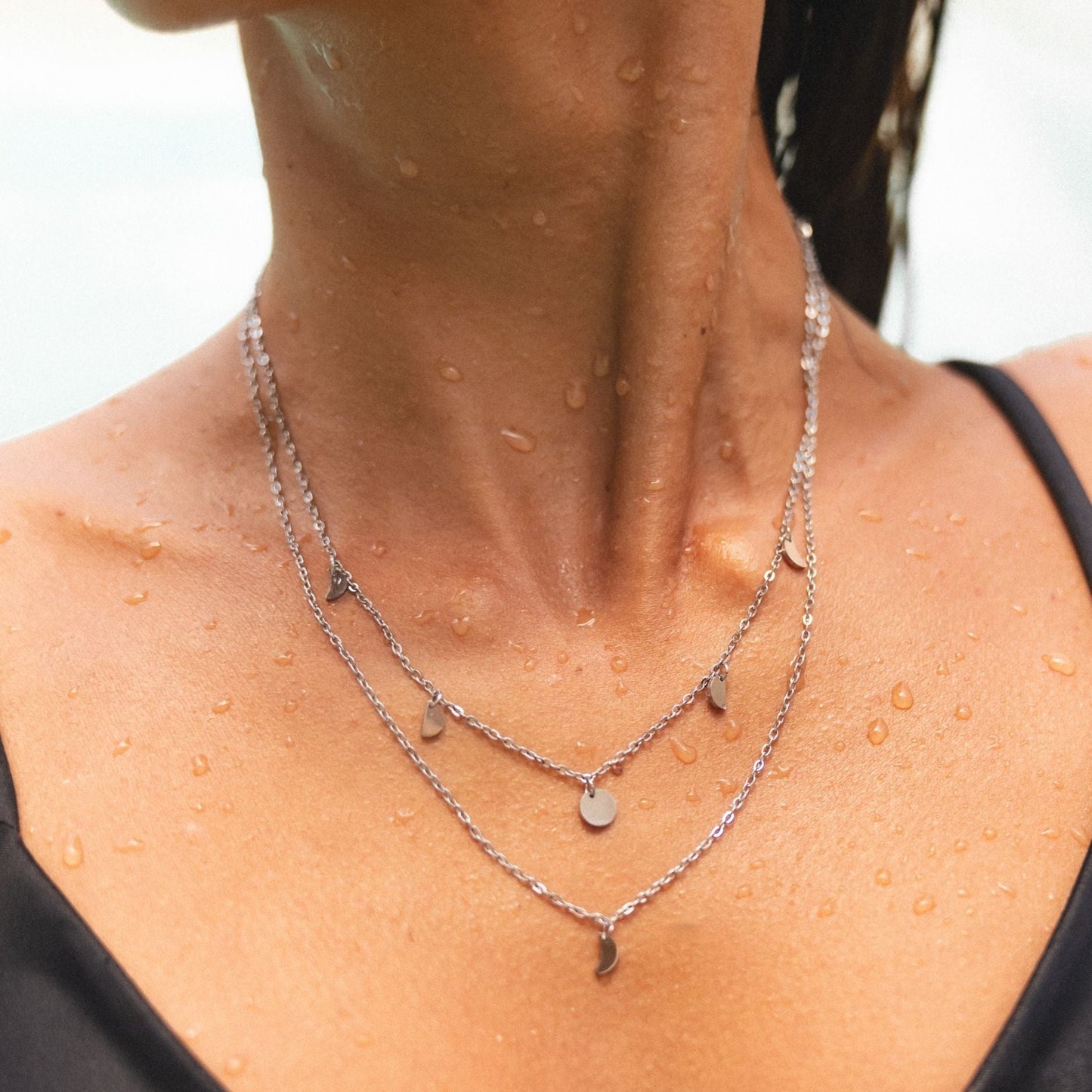 Damen Layering Halskette Gold Mehrreihig Boho Edelstahl 18K PVD Verstellbarer Halsschmuck