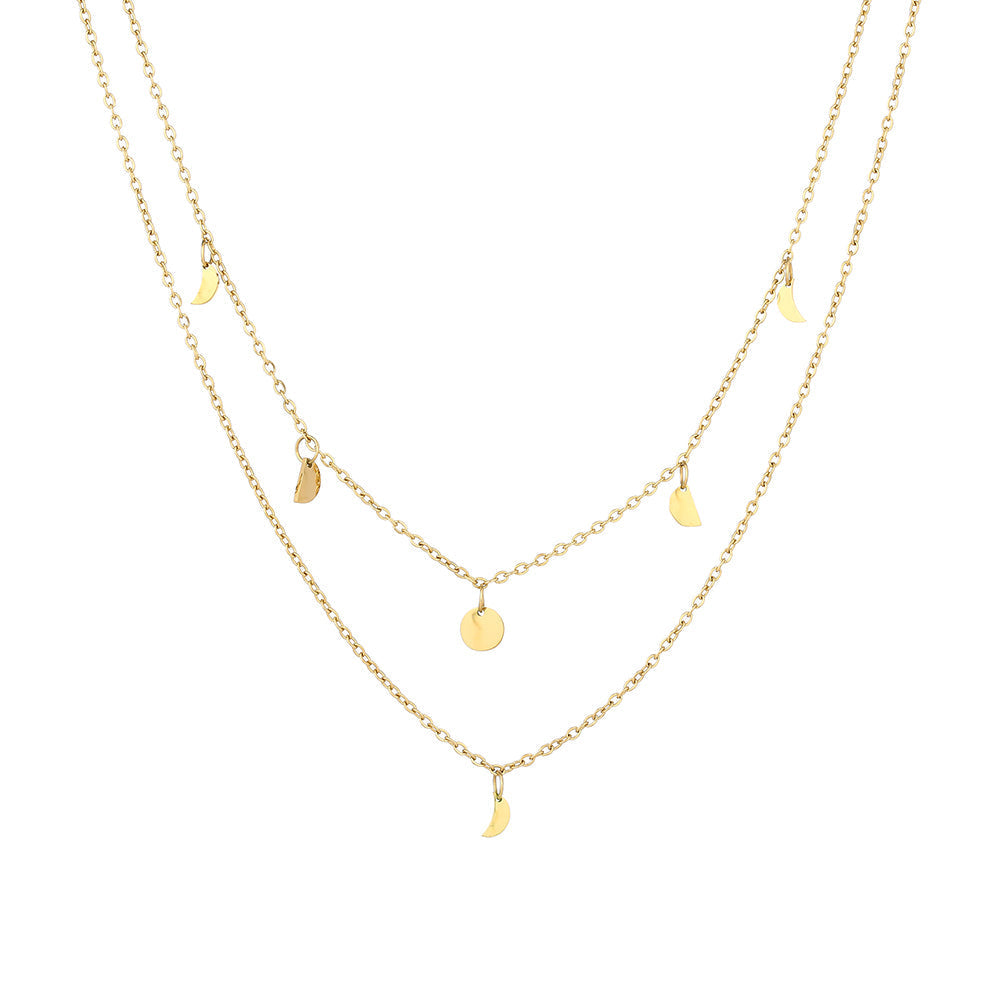 Damen Layering Halskette Gold Mehrreihig Boho Edelstahl 18K PVD Verstellbarer Halsschmuck