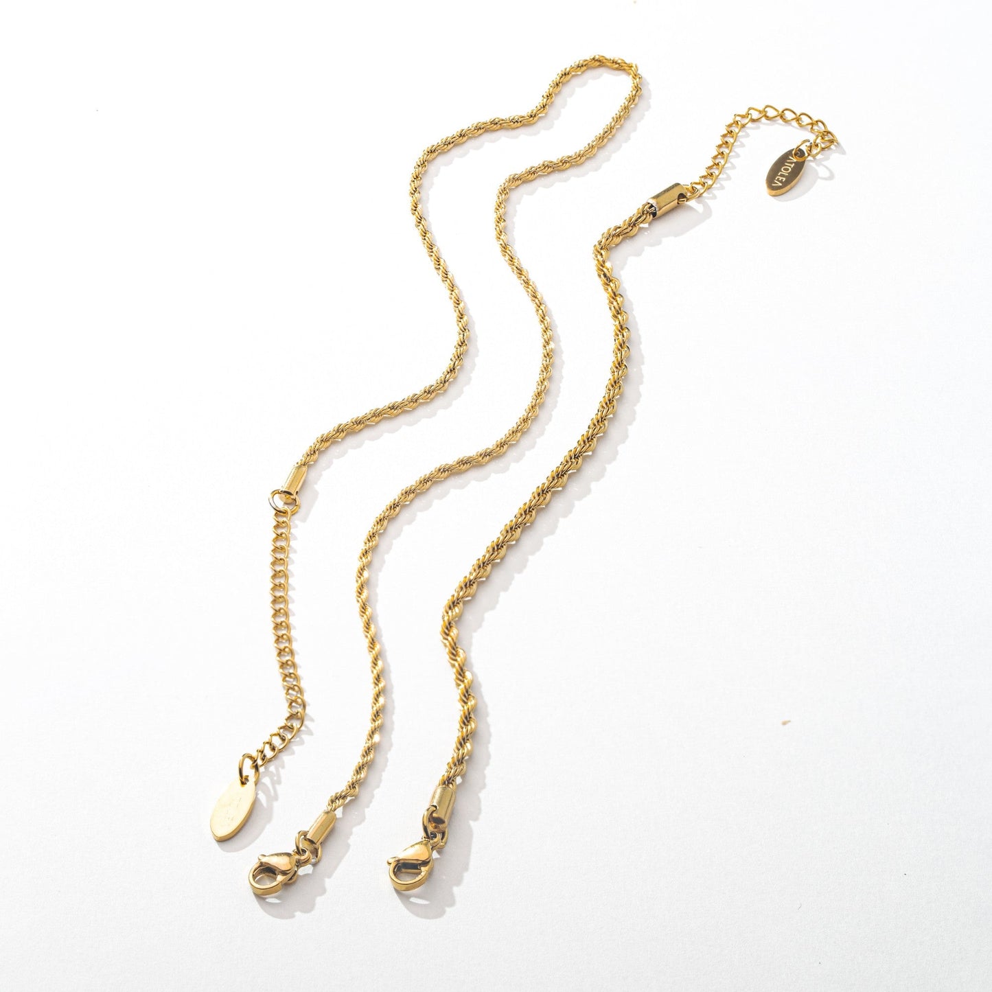 Damen Schmuckset Gold Rope Kette und Rope Armband 2-teilig wasserfest hypoallergen Edelstahl vergoldet