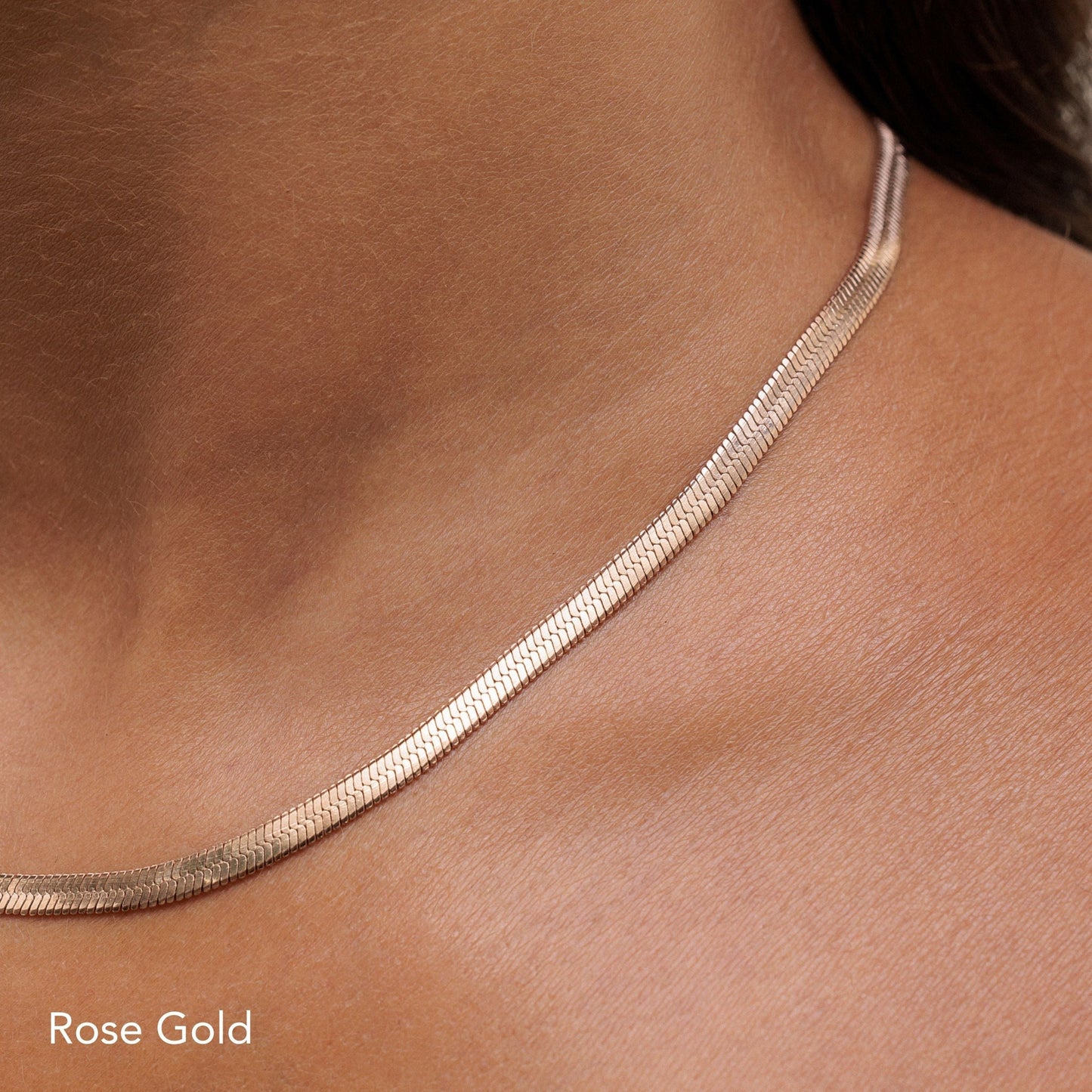 Damen Herringbone Choker Gold, 18K PVD Edelstahl Halskette, wasserfest, verstellbar