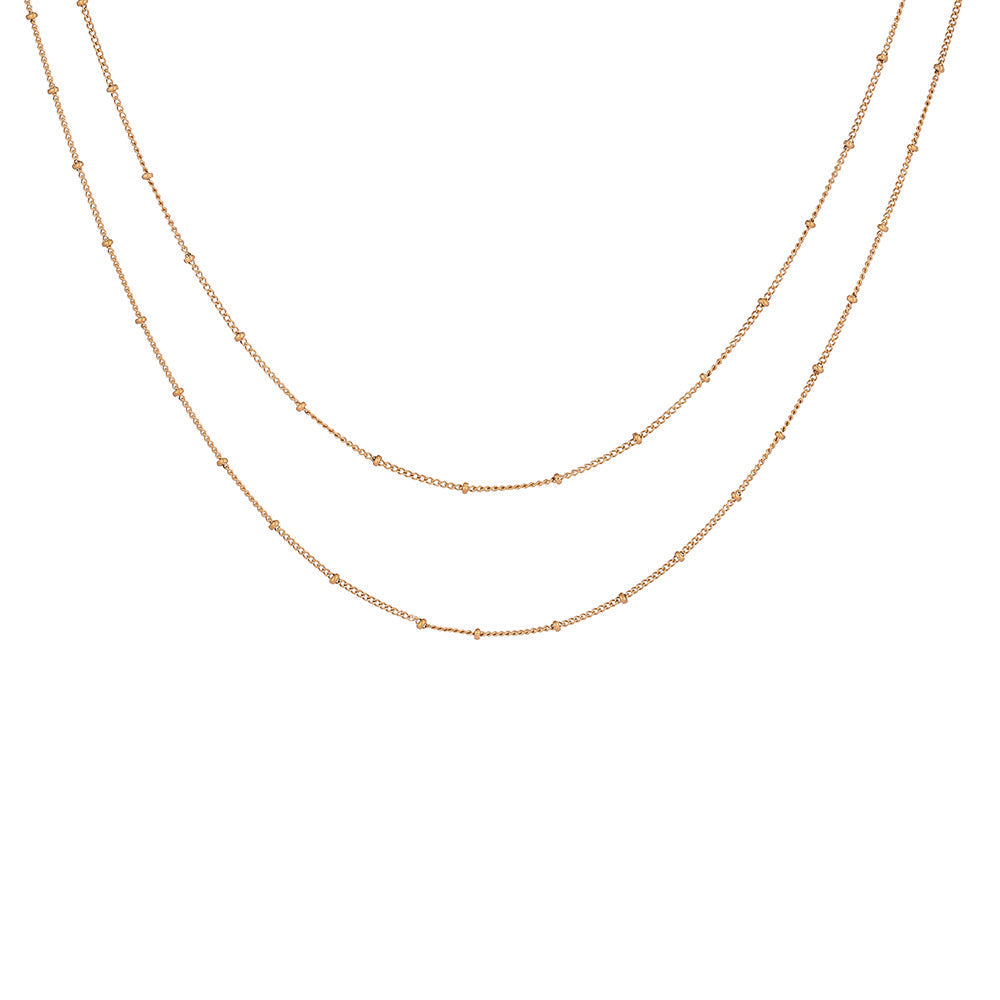 Damen Halskette Gold doppellagig verstellbar Edelstahl wasserfest Layering Kette
