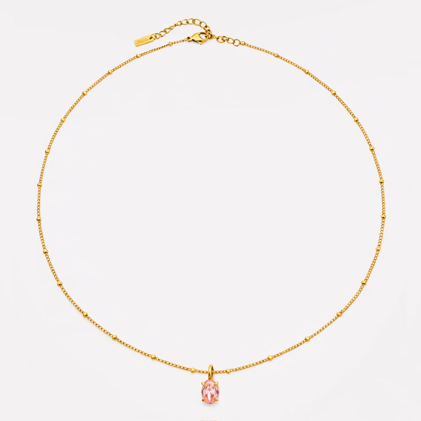 Damen Halskette goldfarben mit rosa CZ Anhänger aus Edelstahl