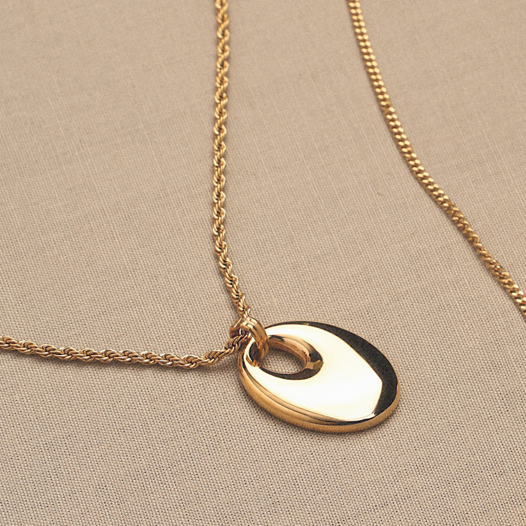 Damen Halskette Gold mit Statement Anhänger, verstellbar, wasserfest, hypoallergen, Edelstahl Kette