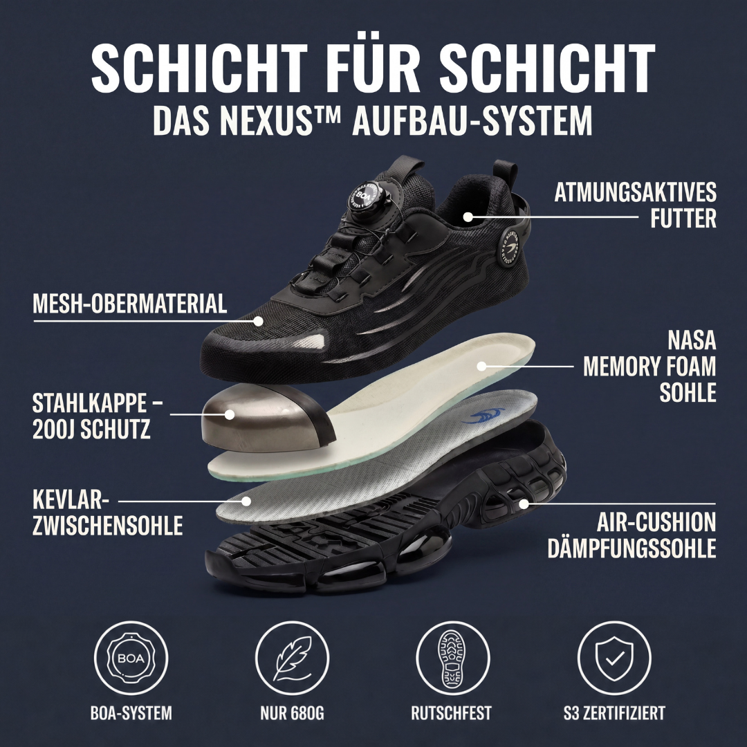 Herren S3 Sicherheitsschuh mit Memory Foam, dämpfender Arbeitsschuh für den beruflichen Einsatz
