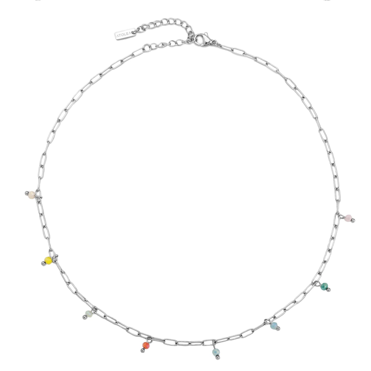 Damen Choker Gold mit bunten Anhängern, Gliederkette aus 18K PVD Edelstahl, wasserfest, verstellbar