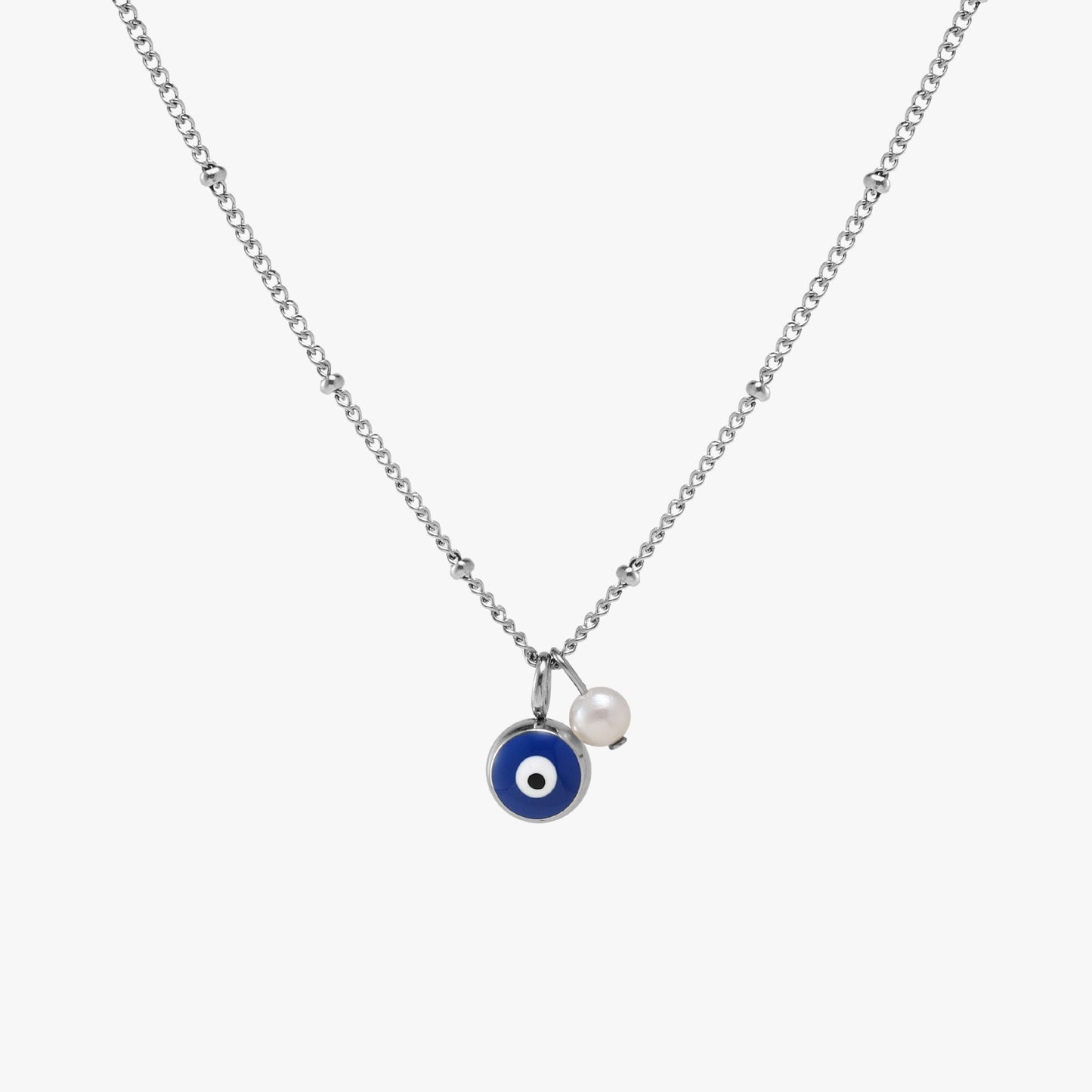 Damen Halskette Gold mit Nazar Auge Anhänger und Süßwasserperle, verstellbar, wasserfest, hypoallergen