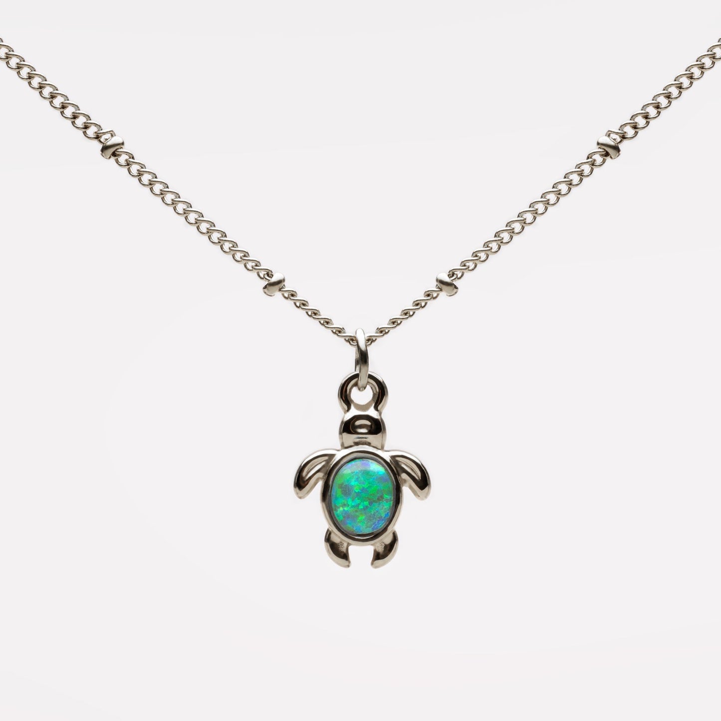 Damen Schildkröten Halskette Gold Opal Anhänger verstellbar wasserfest hypoallergen Edelstahl