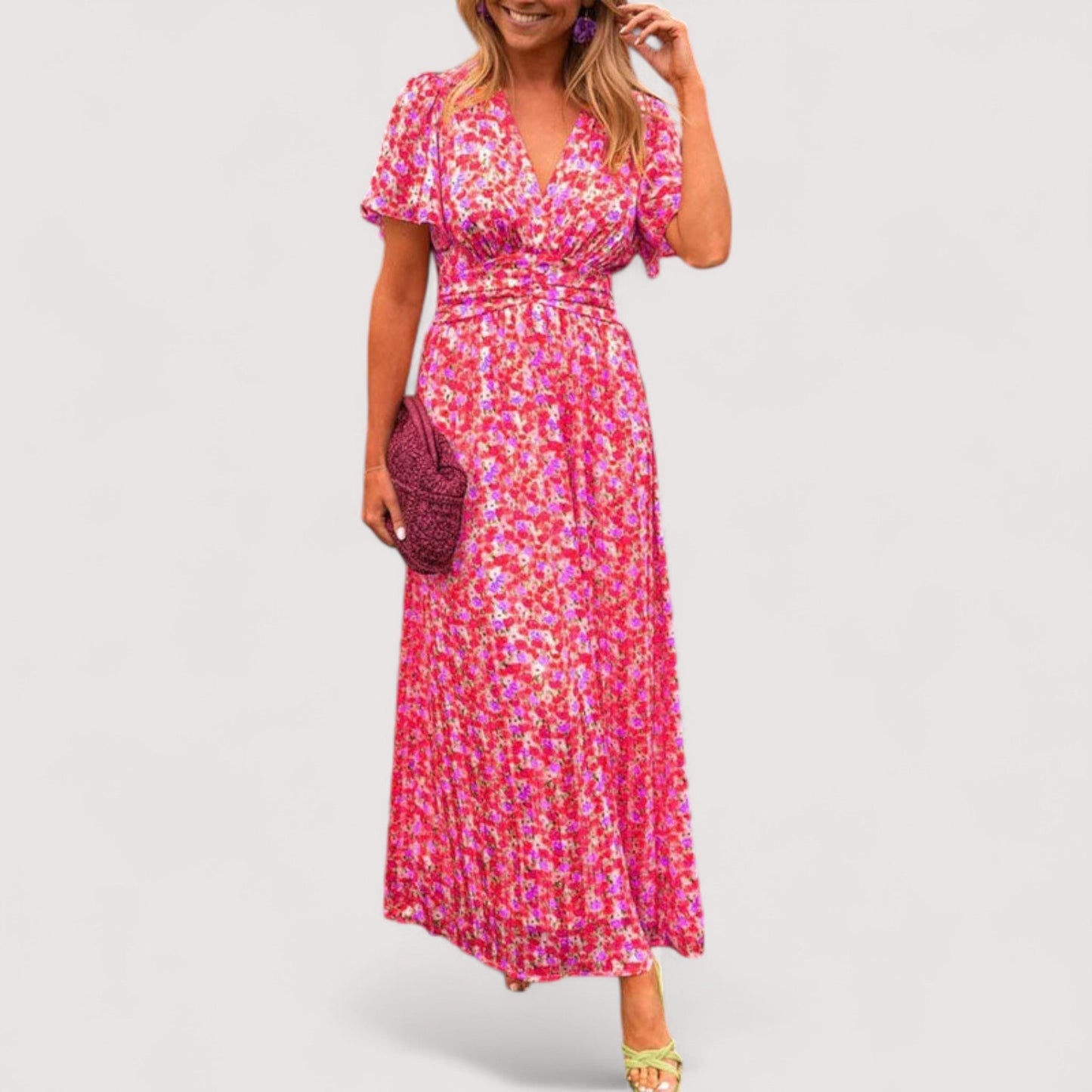 Damen Kleid V-Ausschnitt figurbetont bequem knitterarm elegant vielseitig