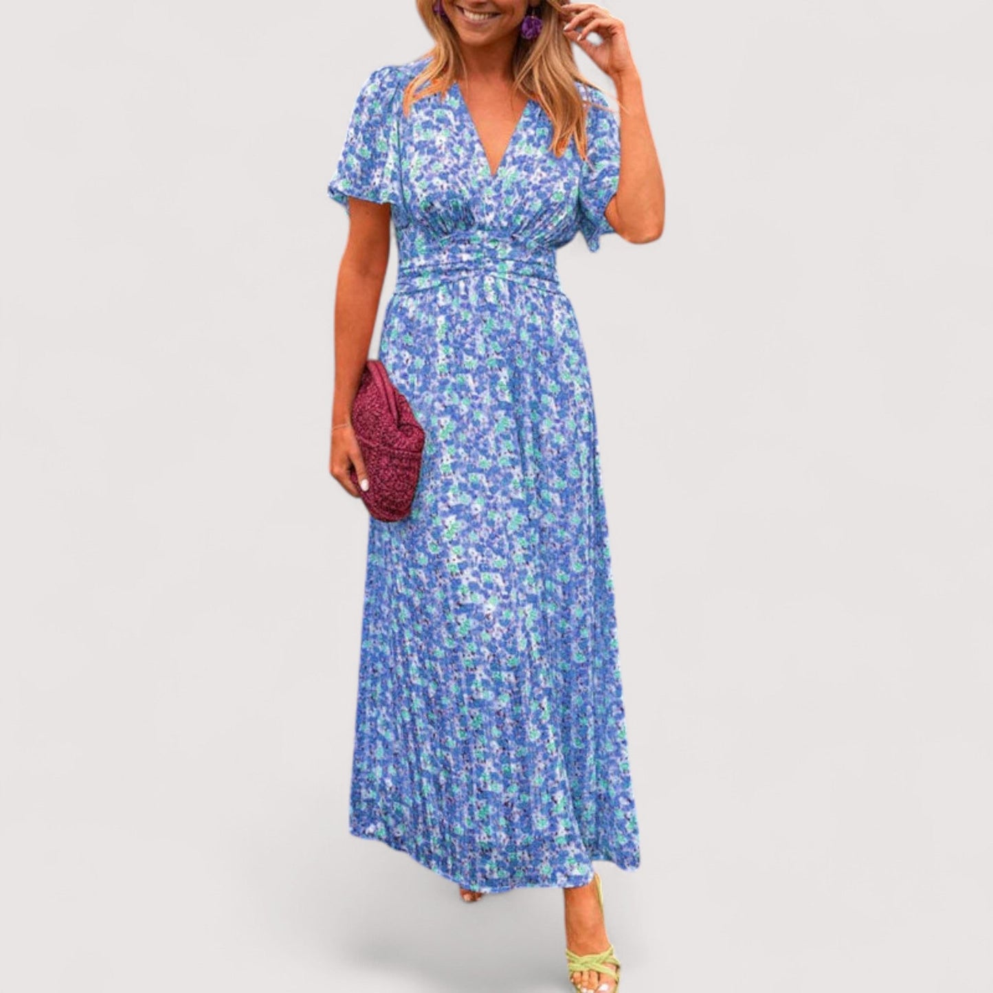 Damen Kleid V-Ausschnitt figurbetont bequem knitterarm elegant vielseitig