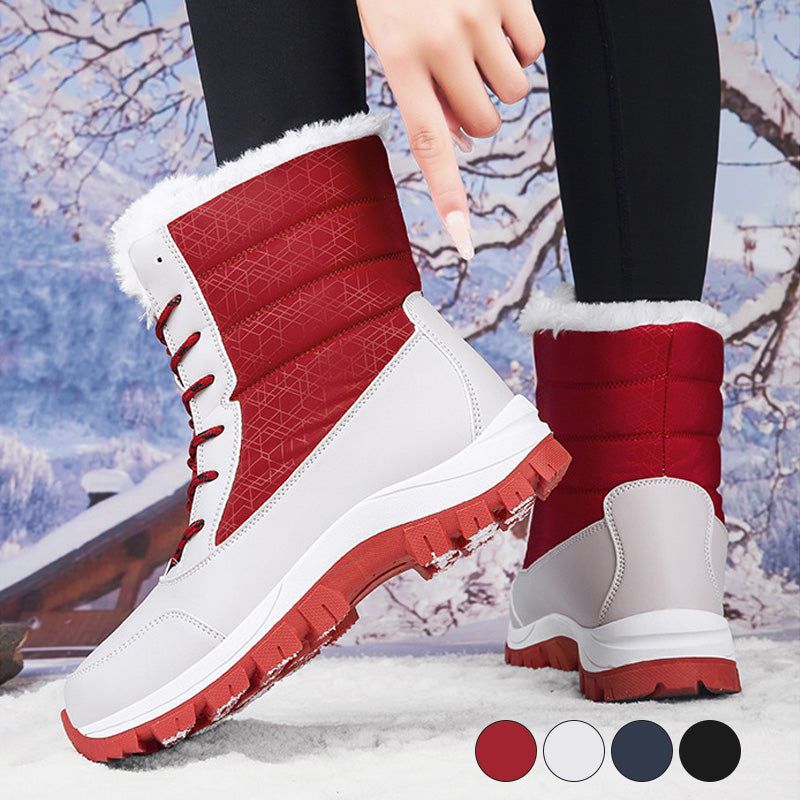 Damen Winterstiefel wasserdicht rutschfest gefüttert solide warme Mikrofaser
