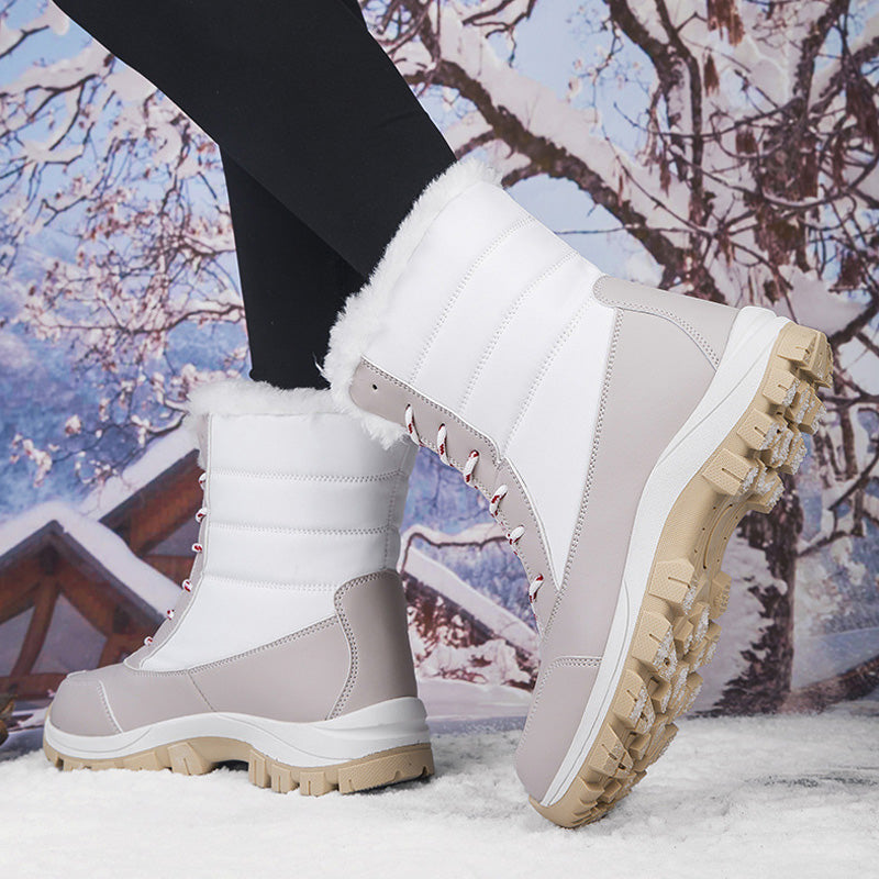 Damen Winterstiefel wasserdicht rutschfest gefüttert solide warme Mikrofaser