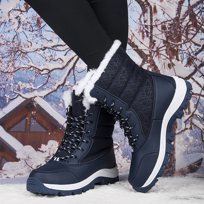 Damen Winterstiefel wasserdicht rutschfest gefüttert solide warme Mikrofaser