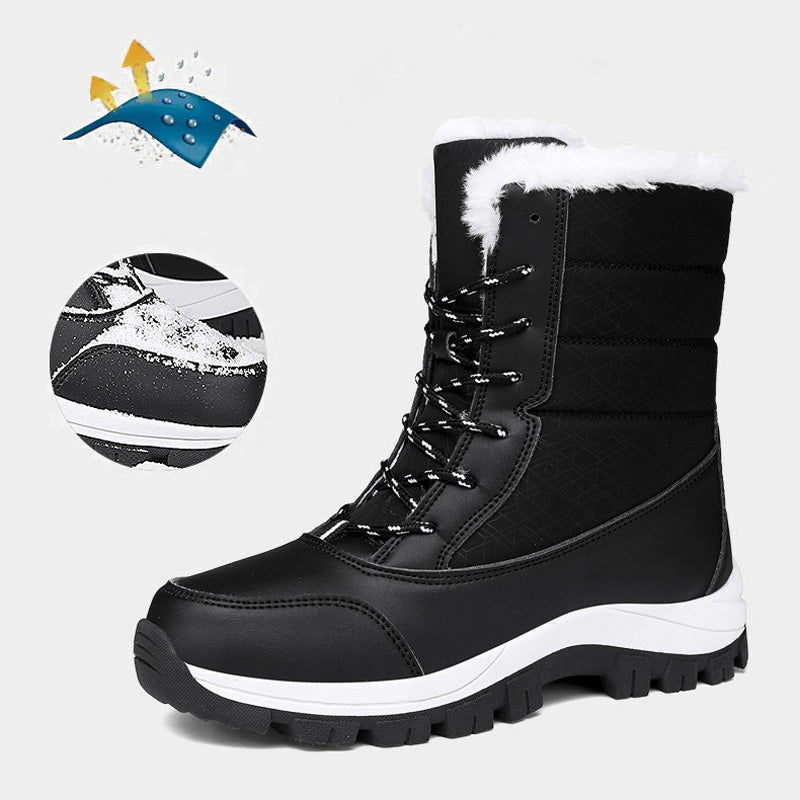 Damen Winterstiefel wasserdicht rutschfest gefüttert solide warme Mikrofaser
