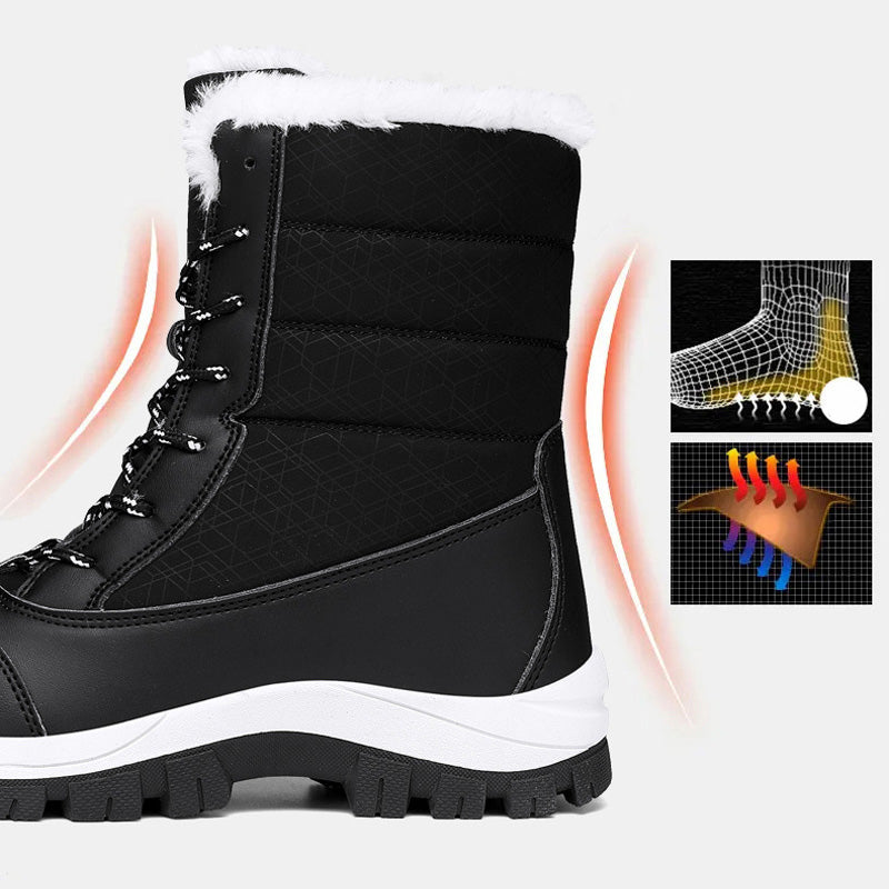Damen Winterstiefel wasserdicht rutschfest gefüttert solide warme Mikrofaser