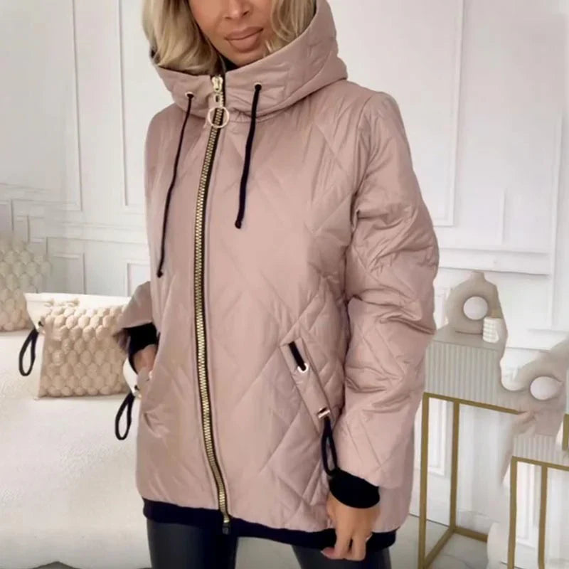 Damen Parka Regular Fit Warm Winter Gefüttert Kapuze Alltag Elegant Freizeit Kälte Schutz