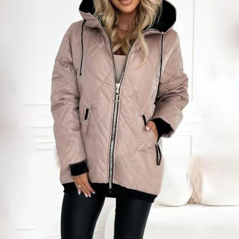 Damen Parka Regular Fit Warm Winter Gefüttert Kapuze Alltag Elegant Freizeit Kälte Schutz