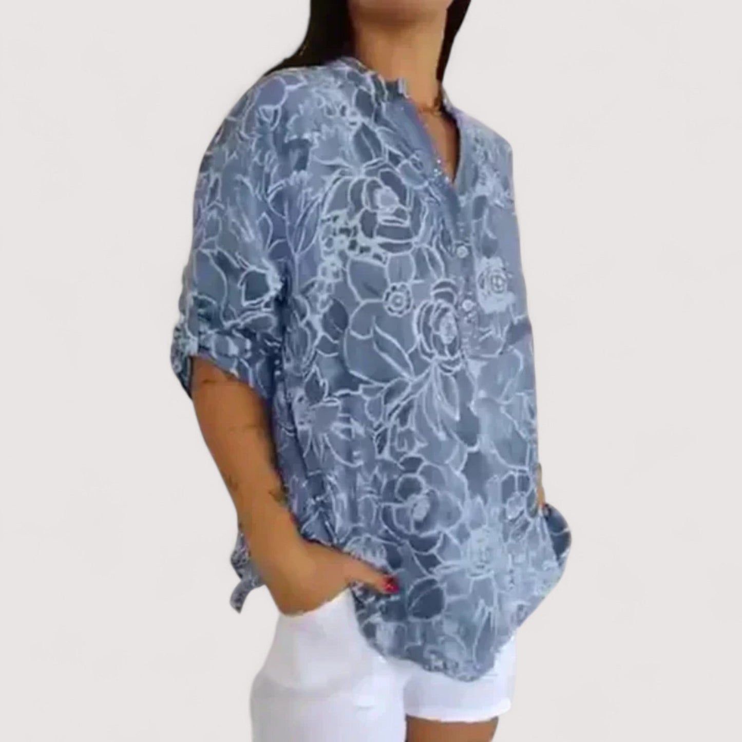 Damen Bluse floral, lockere Passform, leicht, luftig