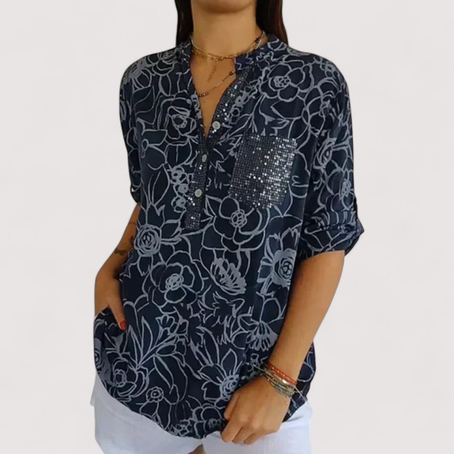 Damen Bluse floral, lockere Passform, leicht, luftig