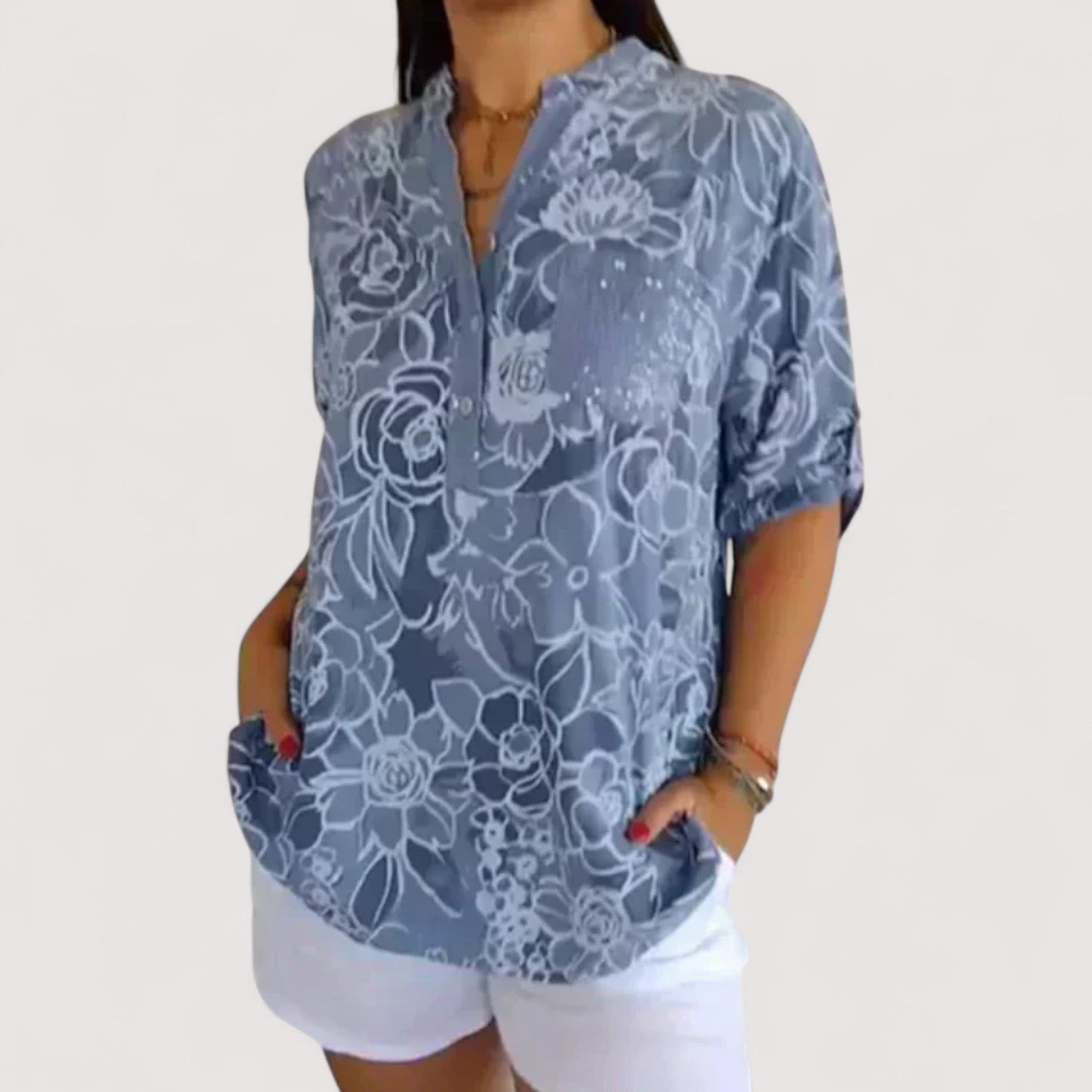 Damen Bluse floral, lockere Passform, leicht, luftig