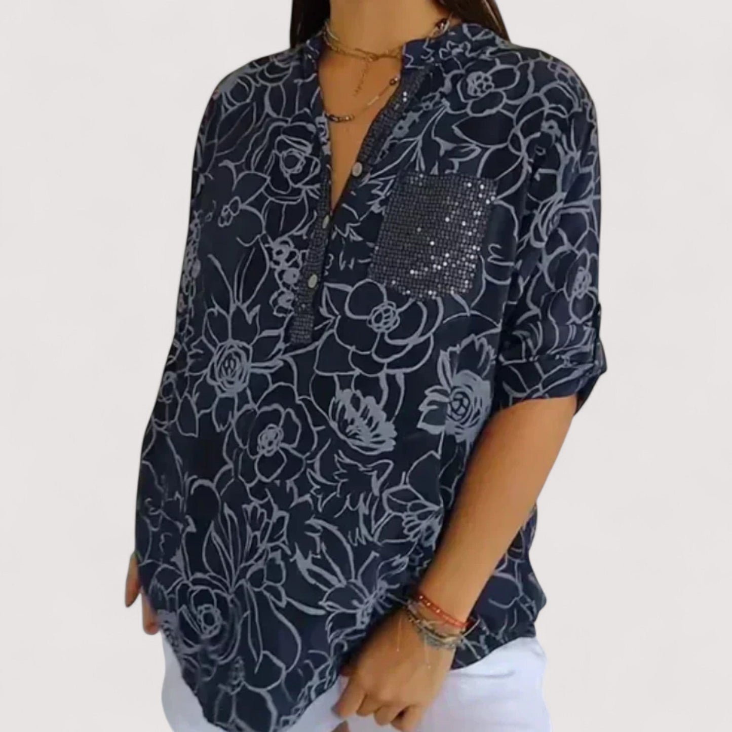 Damen Bluse floral, lockere Passform, leicht, luftig