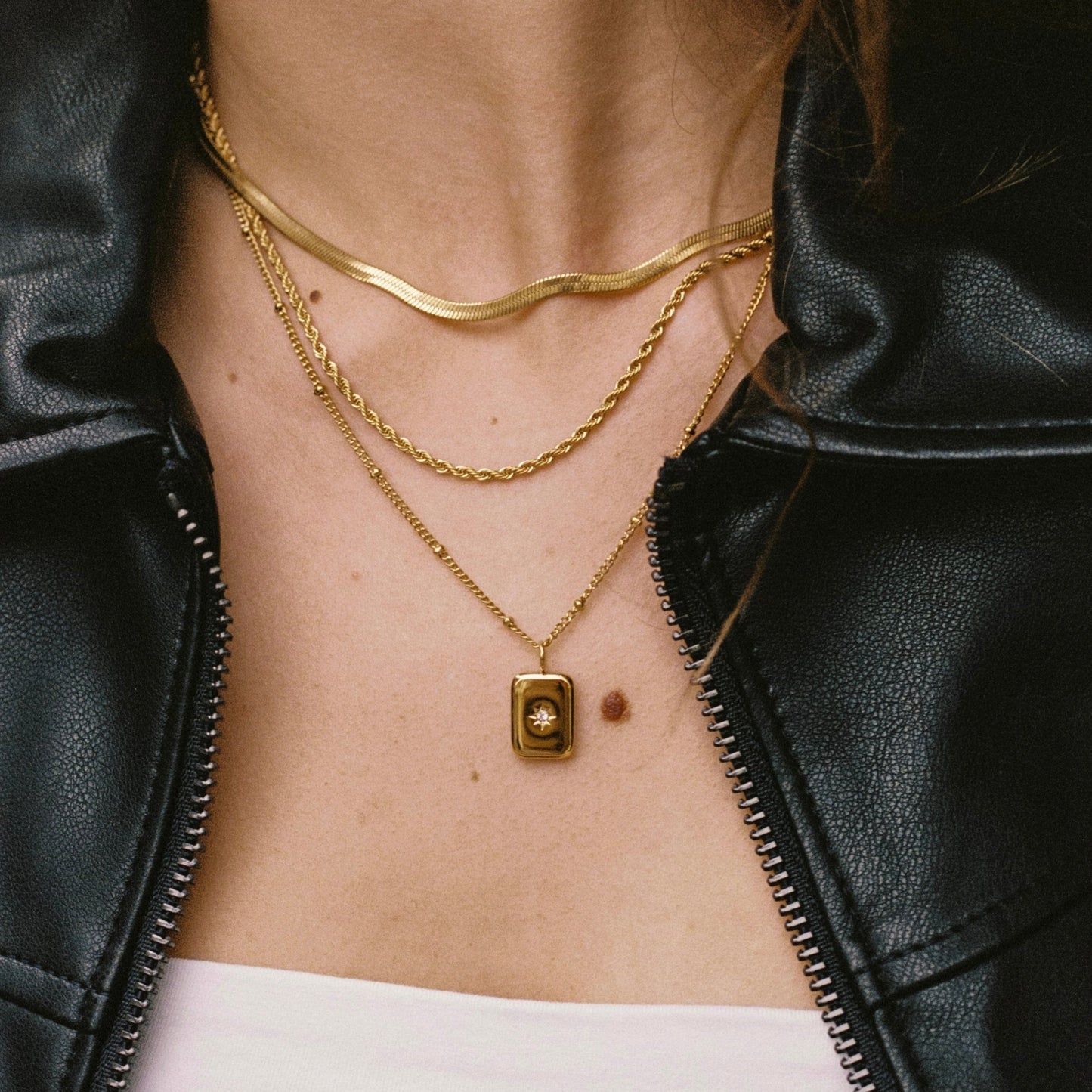 Damen Halskette Gold Zirkonia Anhänger verstellbar wasserfest hypoallergen Edelstahl Schmuck