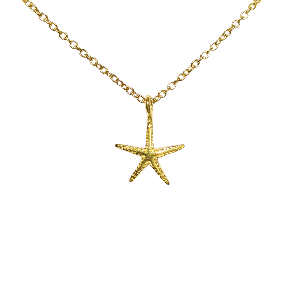 Damen Seestern Halskette Gold Anhänger verstellbar wasserfest hypoallergen Edelstahl maritim