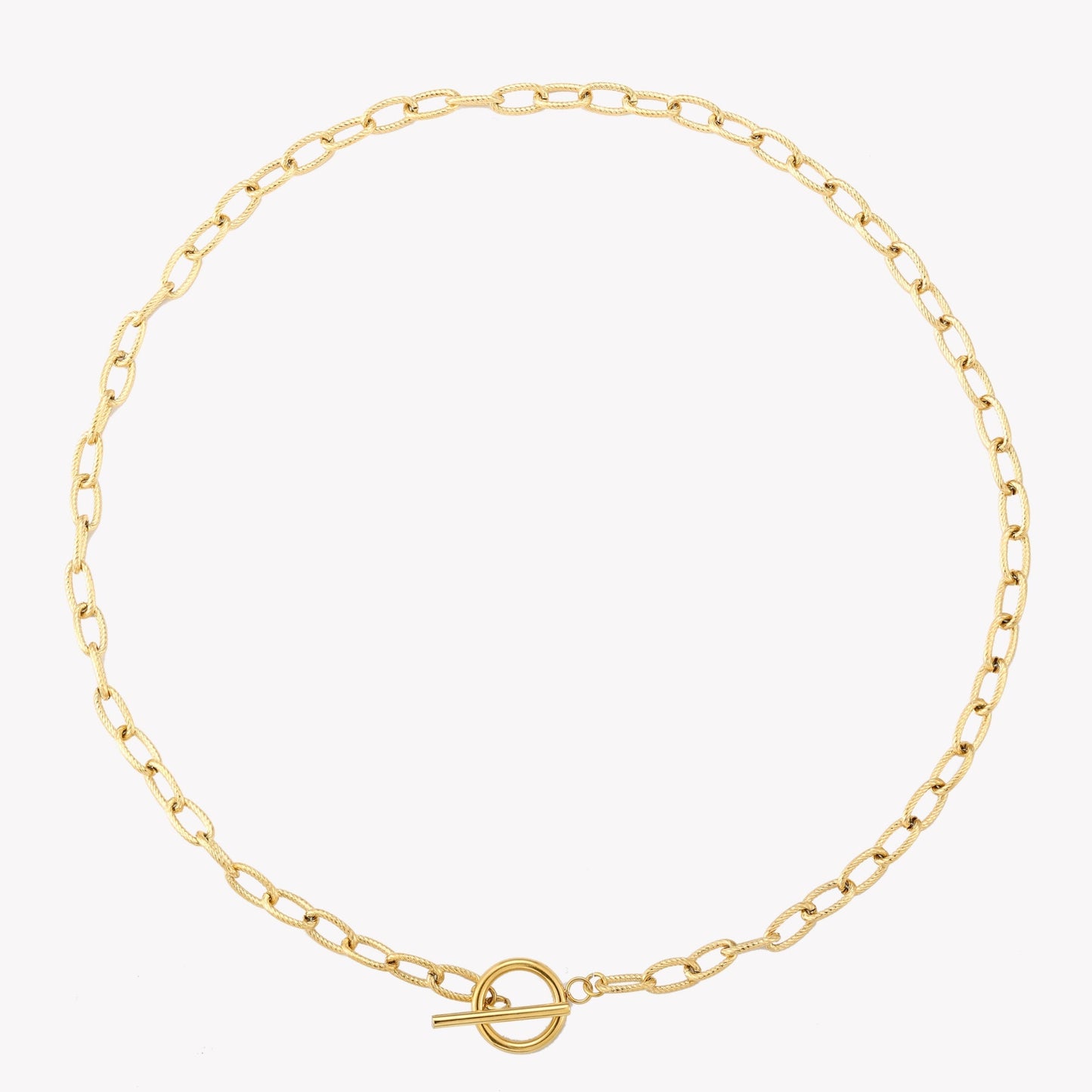 Damen Paperclip Choker Gold mit Toggle Verschluss Layering Halskette wasserfest hypoallergen Edelstahl