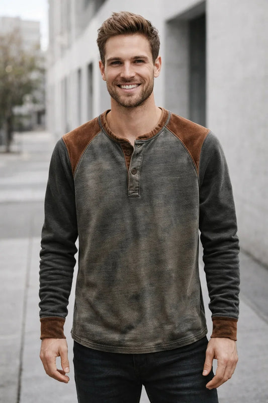 Herren Langarmshirt Poly-Baumwolle elastisch regular bequemer Alltag