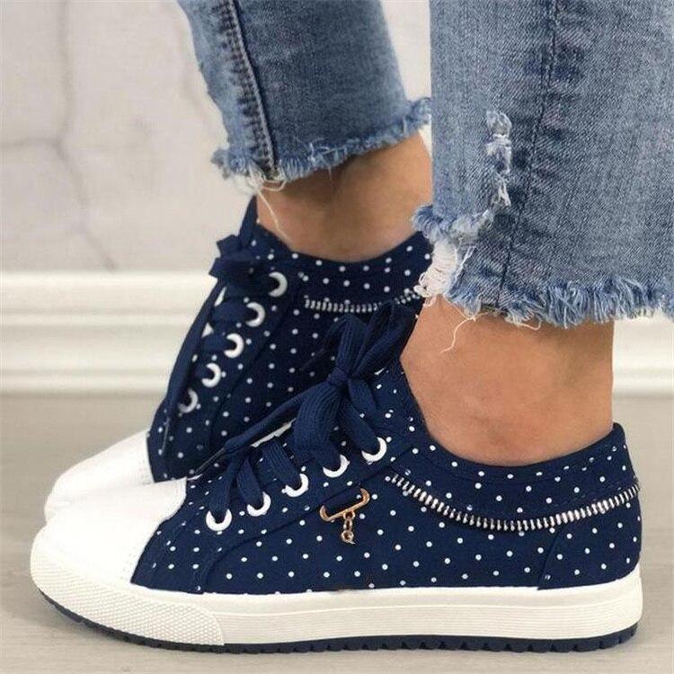 Damen Sneakers Schnürung rutschfest gepunktet solide atmungsaktiv bequem leicht