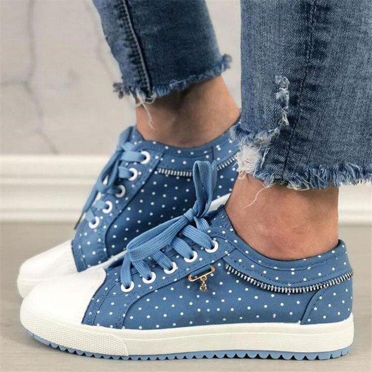 Damen Sneakers Schnürung rutschfest gepunktet solide atmungsaktiv bequem leicht