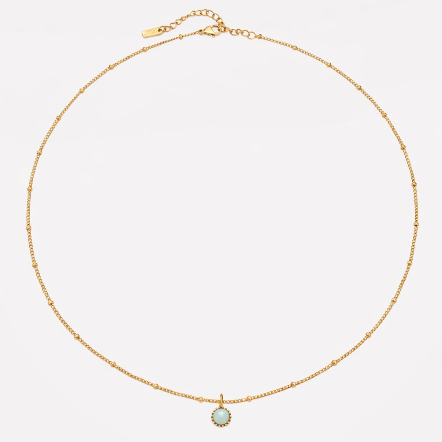 Damen Halskette goldfarben mit rundem Opal Anhänger aus Edelstahl