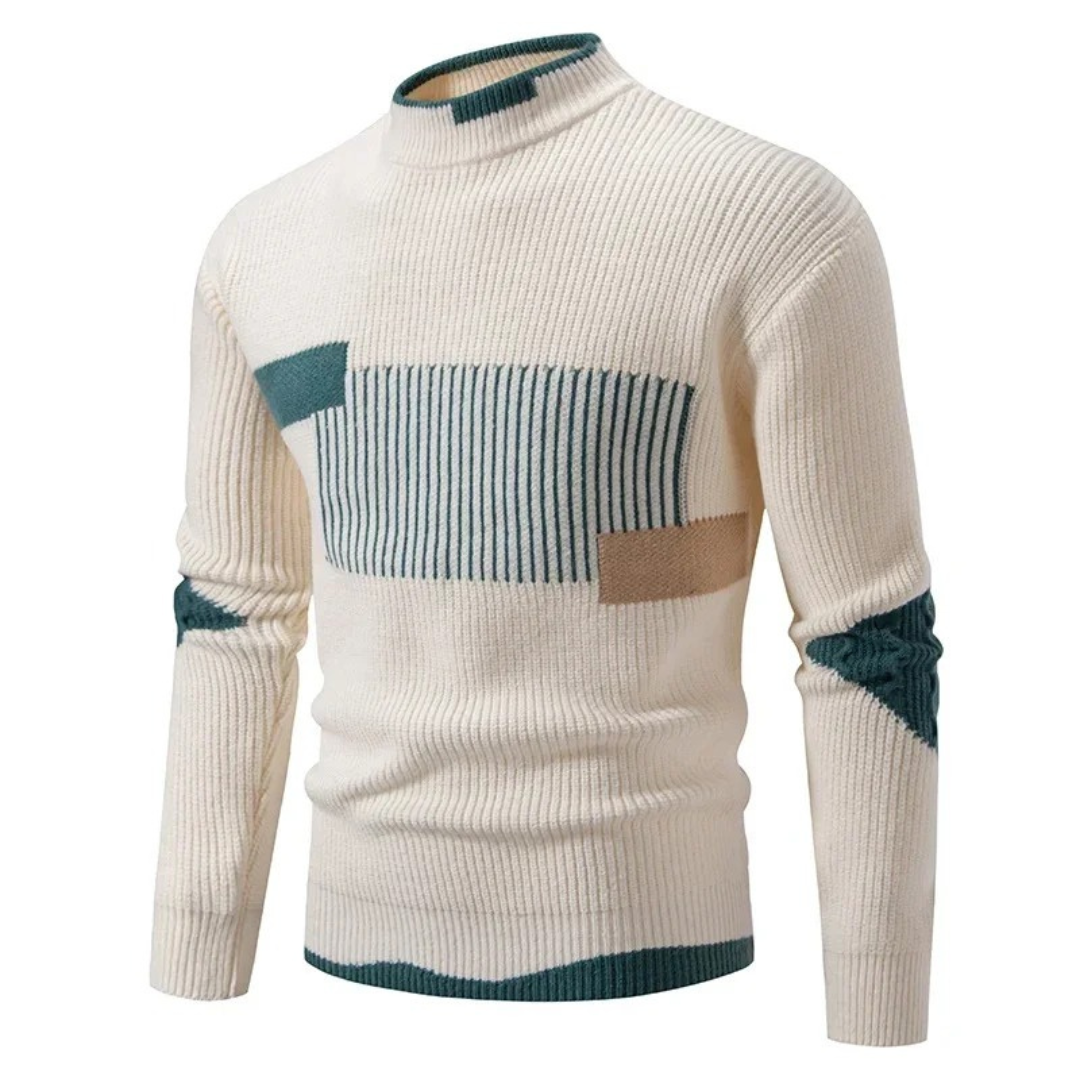 Herren Strickpullover mit geometrischem Muster, bequem, warm, Langarm