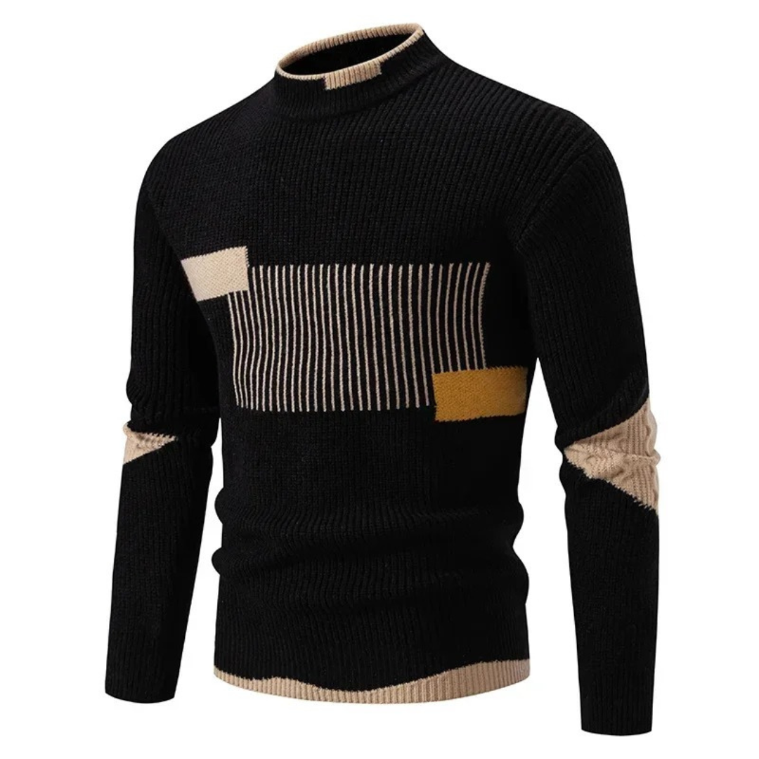 Herren Strickpullover mit geometrischem Muster, bequem, warm, Langarm