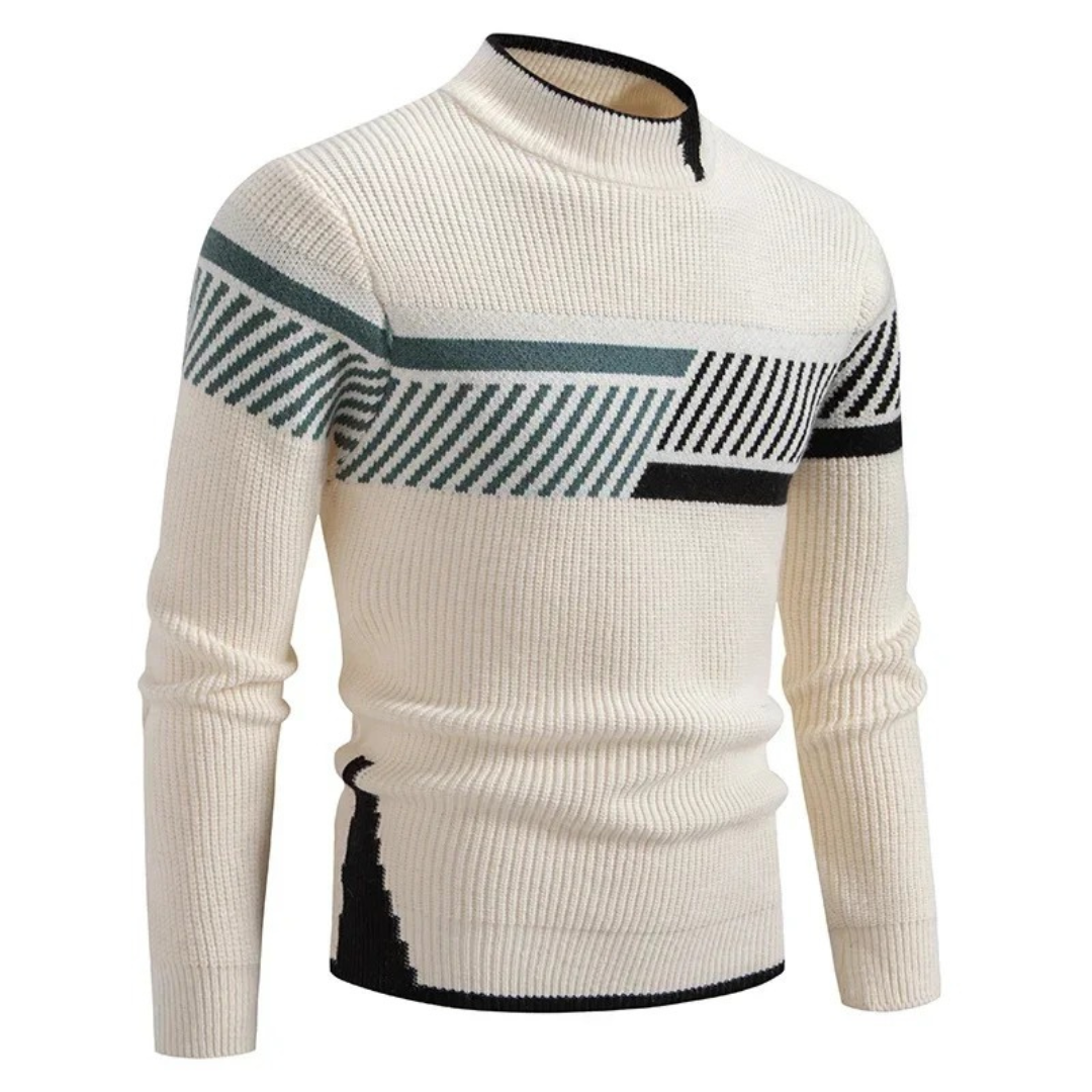 Herren Strickpullover mit geometrischem Muster, bequem, warm, Langarm