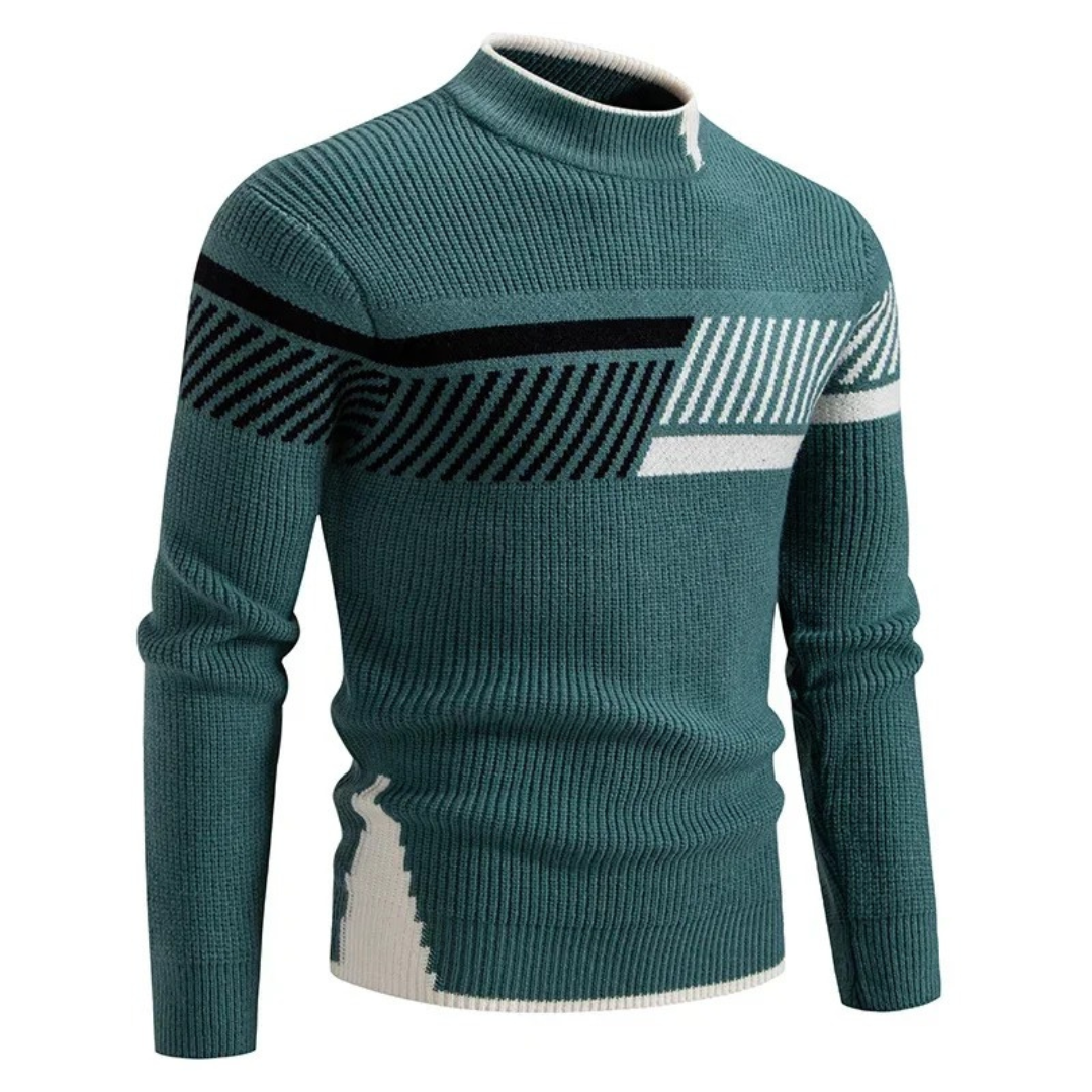 Herren Strickpullover mit geometrischem Muster, bequem, warm, Langarm
