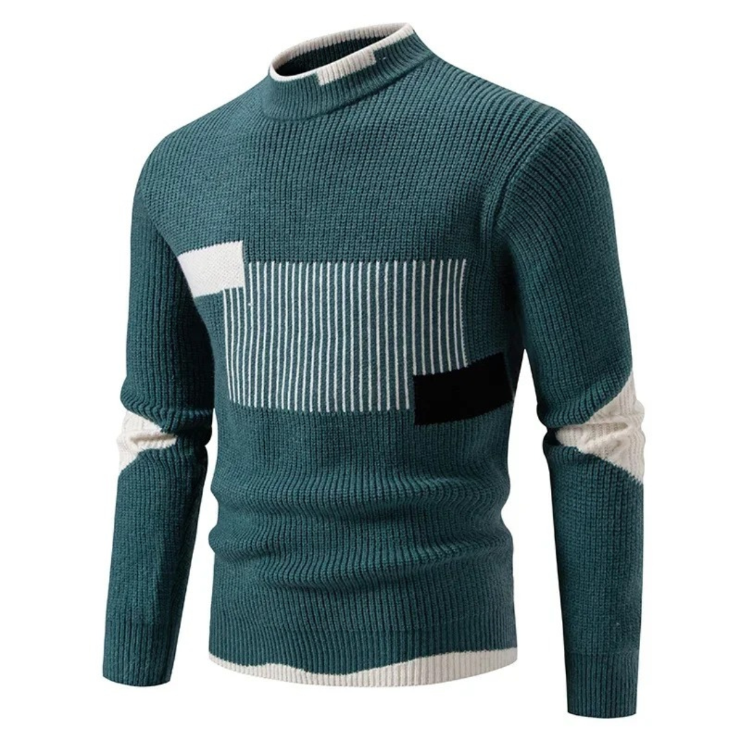 Herren Strickpullover mit geometrischem Muster, bequem, warm, Langarm