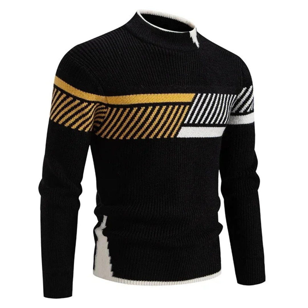 Herren Strickpullover mit geometrischem Muster, bequem, warm, Langarm