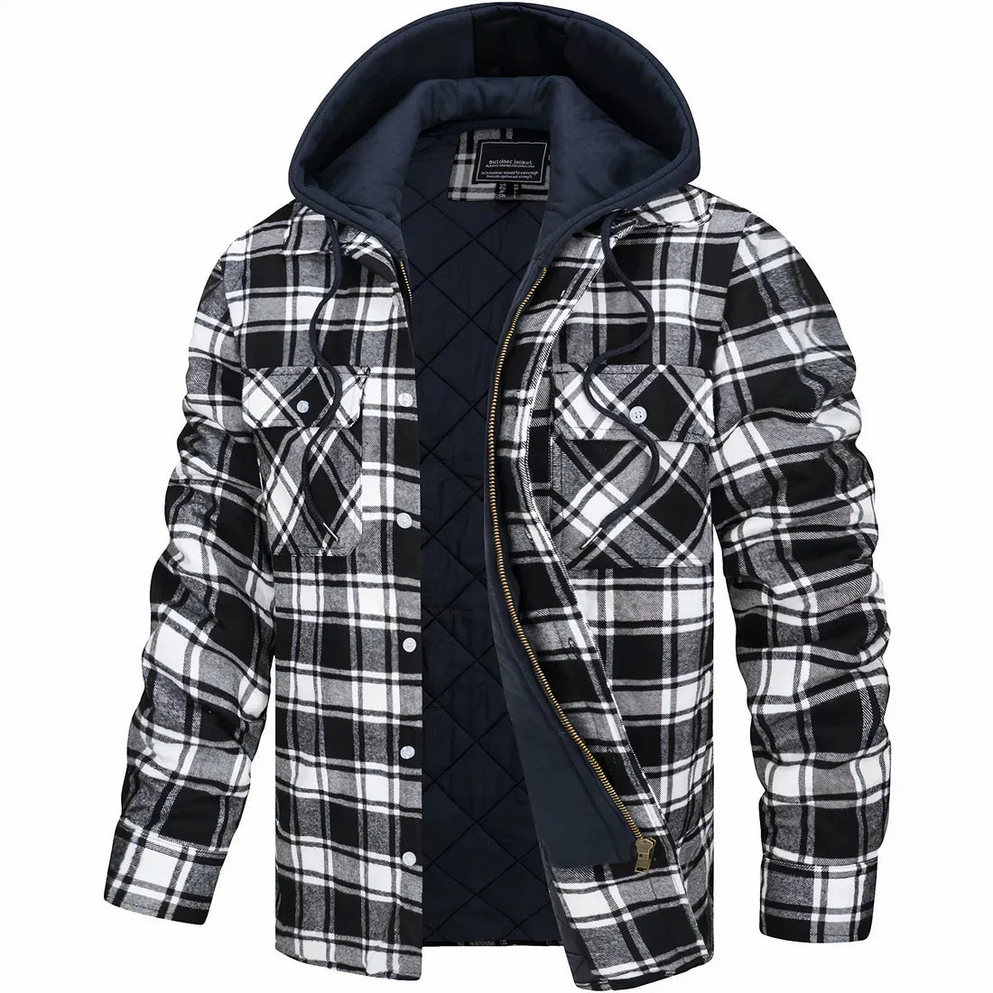 Herren Karojacke langarm Reißverschluss kariert Freizeit Übergangsjacke lässig Regular Fit
