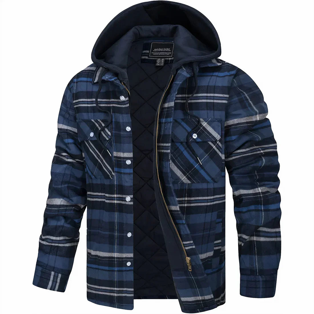 Herren Karojacke langarm Reißverschluss kariert Freizeit Übergangsjacke lässig Regular Fit