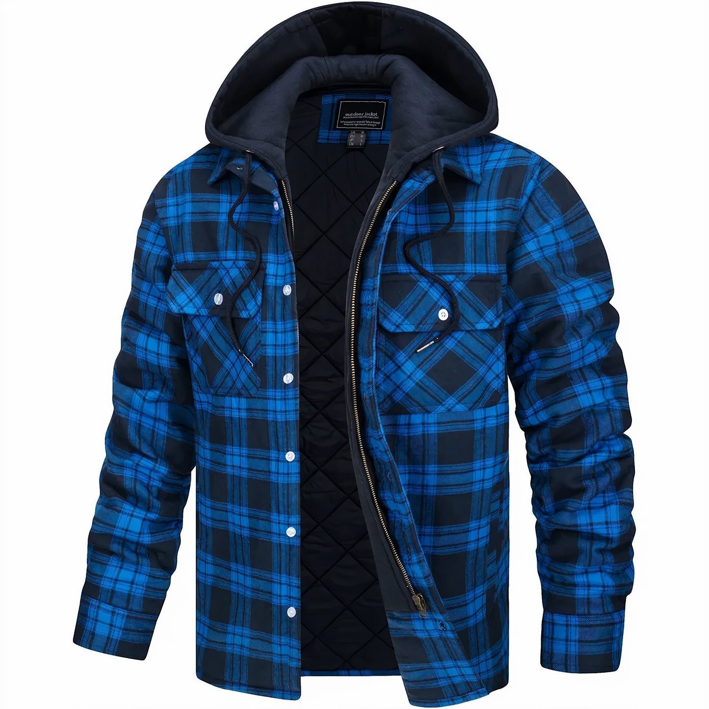 Herren Karojacke Langarm Reißverschluss Regular Fit Warm Leicht Übergangsjacke Herbst Winter