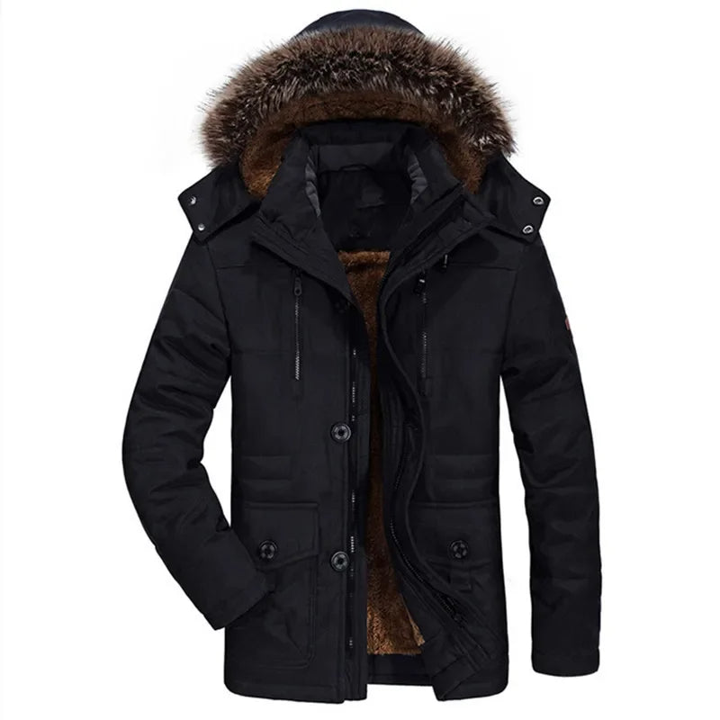 Herren Winterjacke Kapuze Regular Fit Baumwollmix Warm Atmungsaktiv Übergangs- &amp; Outdoorjacke