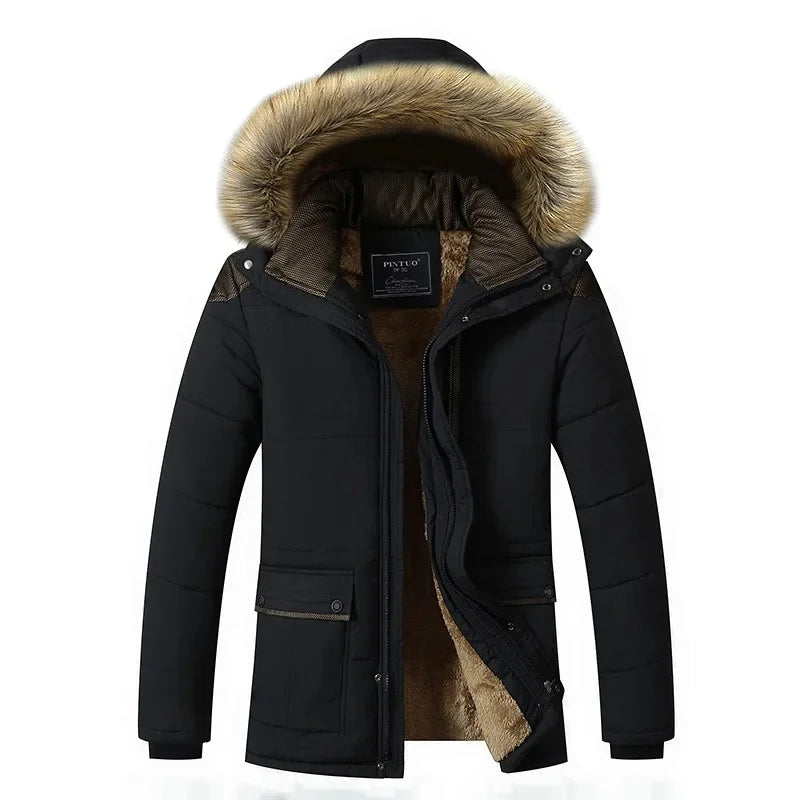 Herren Winterjacke Gepolstert Fleece Slim Fit Elegant Warm Übergangsjacke Alltag Outdoor Business Casual