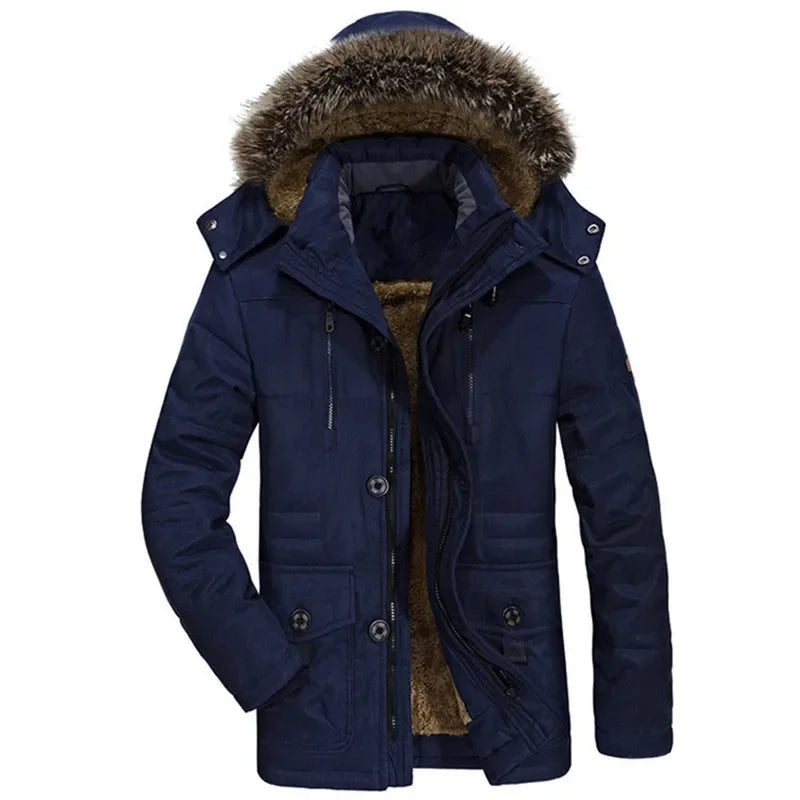 Herren Winterjacke Kapuze Regular Fit Baumwollmix Warm Atmungsaktiv Übergangs- &amp; Outdoorjacke