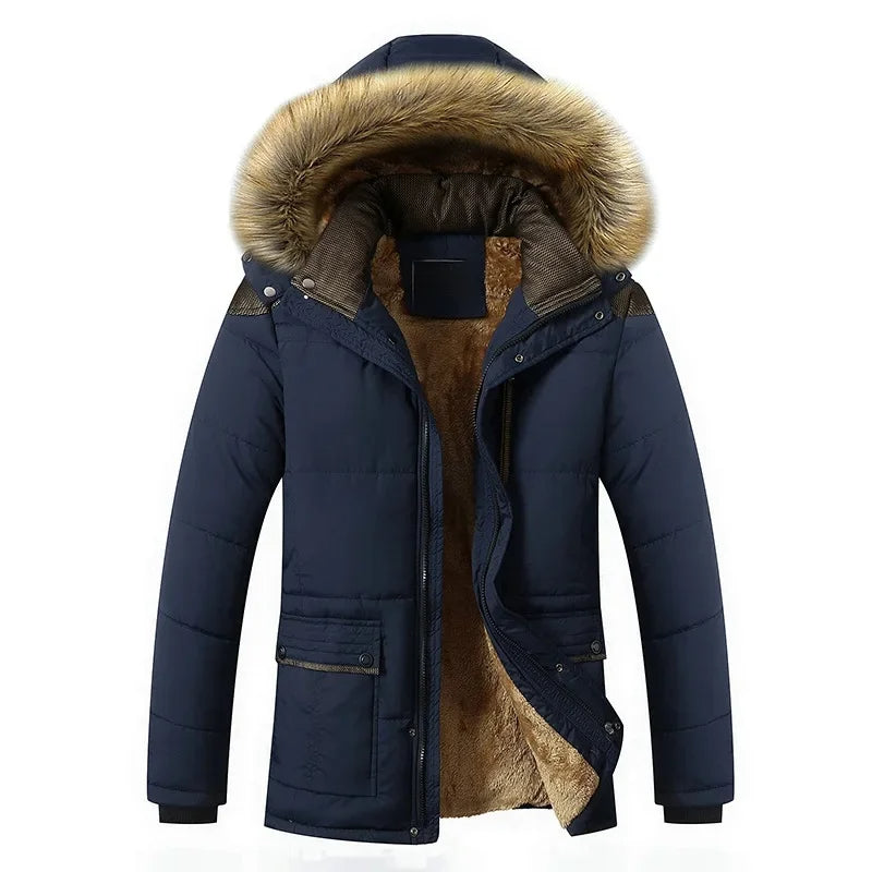 Herren Winterjacke Gepolstert Fleece Slim Fit Elegant Warm Übergangsjacke Alltag Outdoor Business Casual
