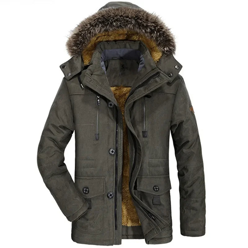 Herren Winterjacke Kapuze Regular Fit Baumwollmix Warm Atmungsaktiv Übergangs- &amp; Outdoorjacke