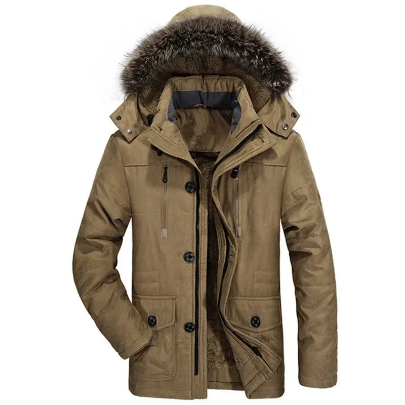 Herren Winterjacke Kapuze Regular Fit Baumwollmix Warm Atmungsaktiv Übergangs- &amp; Outdoorjacke