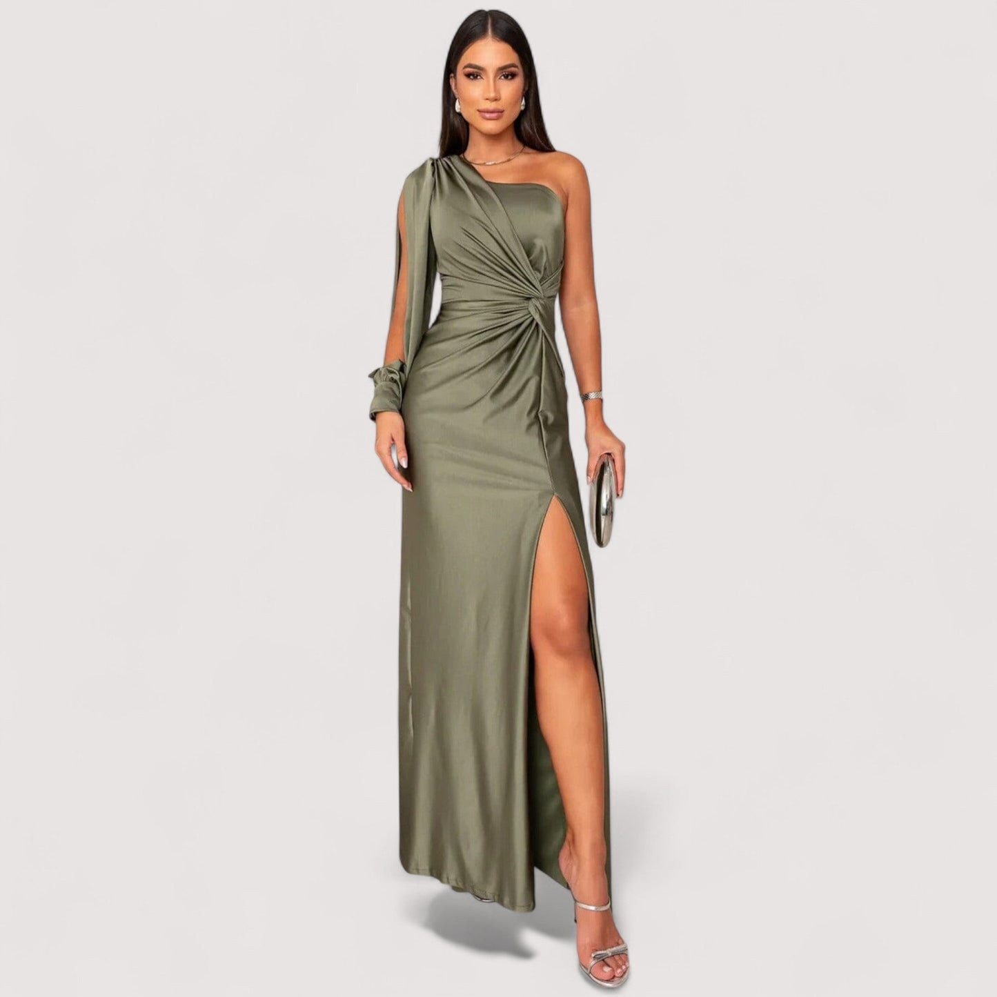 Damen Abendkleid Schlitz figurbetont lange Passform elegant fließend