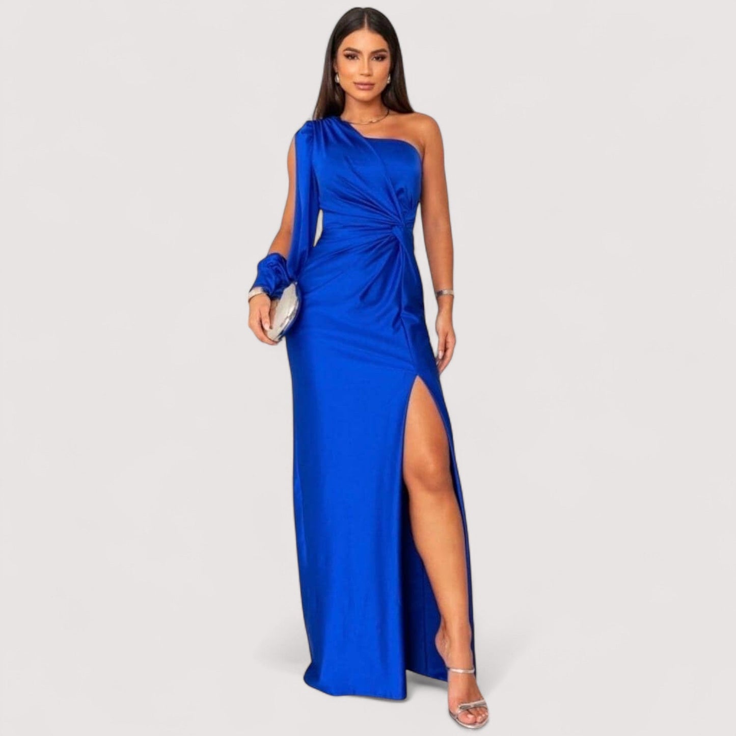 Damen Abendkleid Schlitz figurbetont lange Passform elegant fließend