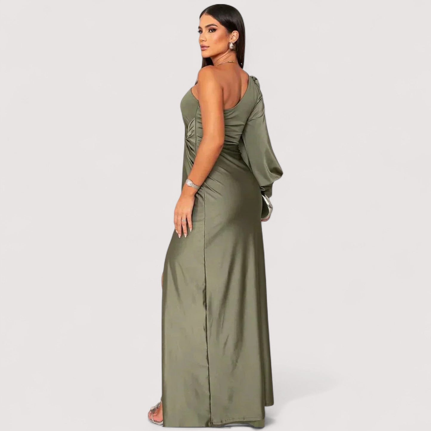 Damen Abendkleid Schlitz figurbetont lange Passform elegant fließend