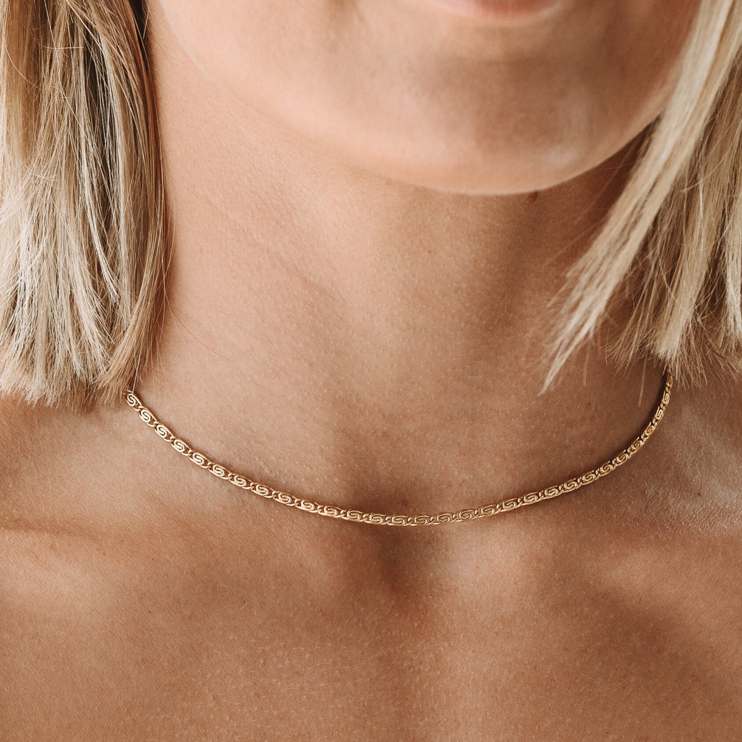 Damen Gliederkette Gold Edelstahl 18K PVD Wasserfest Verstellbare Halskette Minimalistischer Schmuck